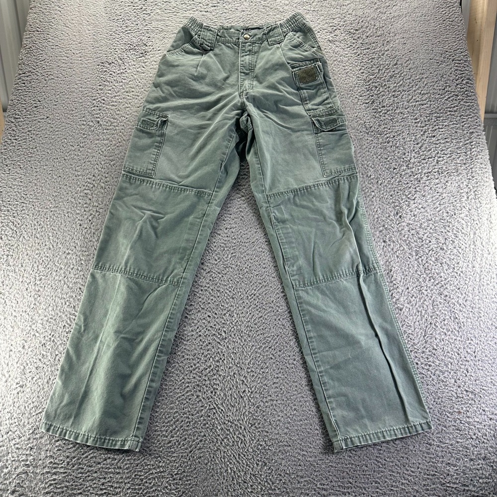 5.11 Tactical Pant Men 26x34 Green Canvas Cotton Cargo Straight Utility Workwear